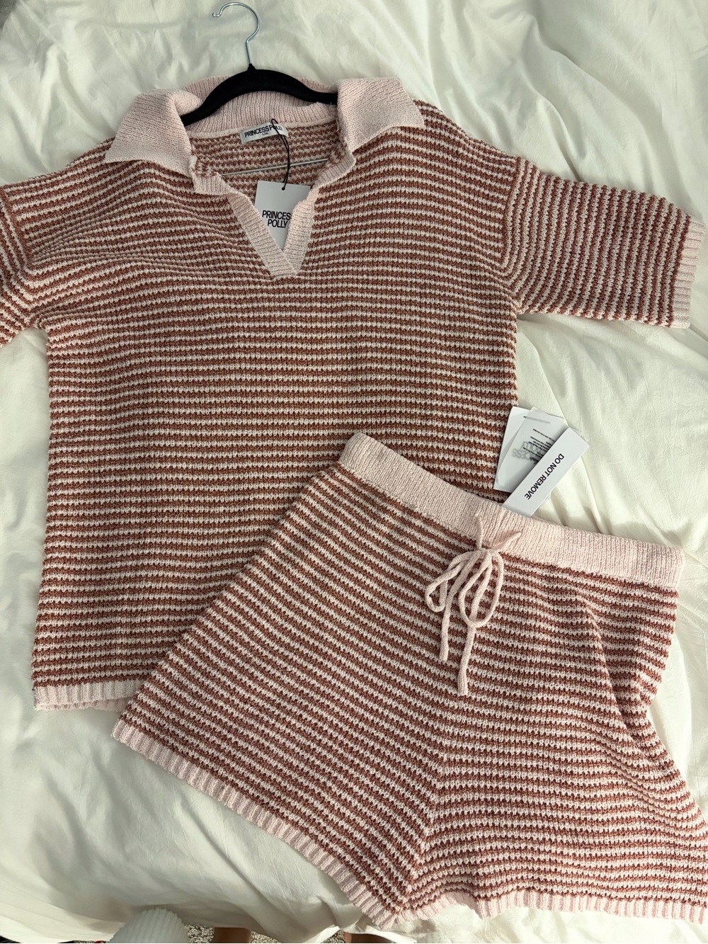 Princess Polly Pink and Cream Stripe Knit Set
